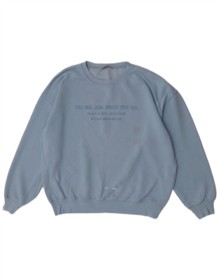 Zara Graphic Sweatshirt Jumper UK 14 Medium Blue Bomuld