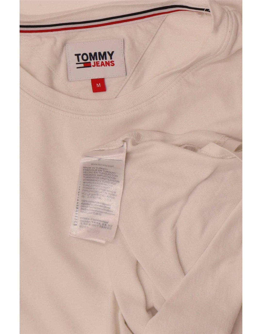 Tommy Hilfiger Dame T-Shirt Top UK 12 Medium Hvid Bomuld