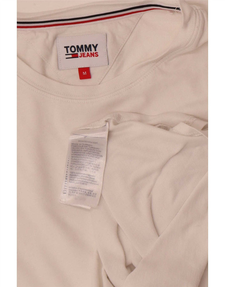 Tommy Hilfiger Dame T-Shirt Top UK 12 Medium Hvid Bomuld