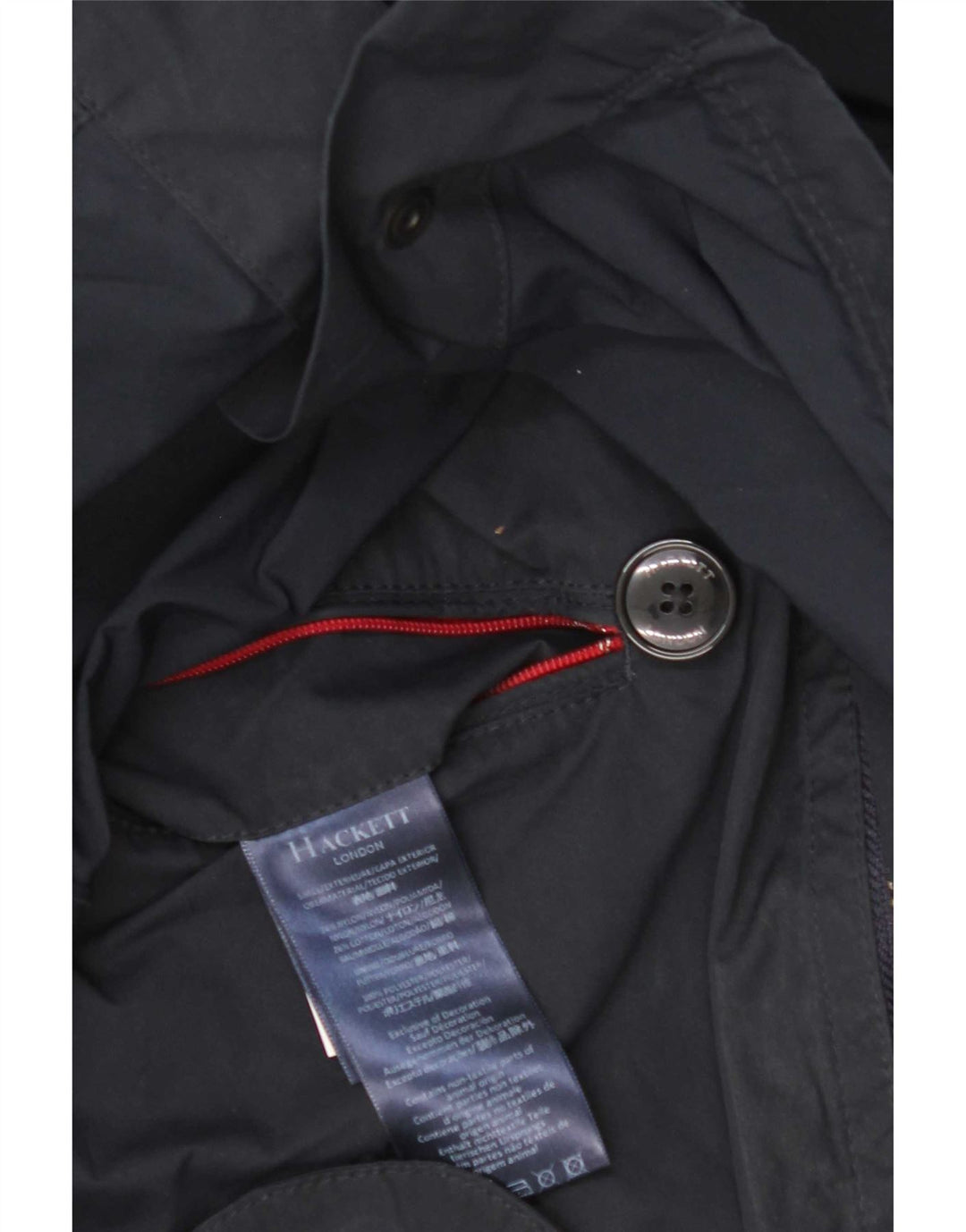 Hackett Herre Double Breasted Coat UK 38 Medium Navy Blue Nylon