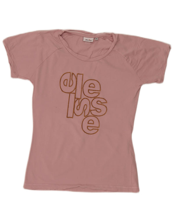 Ellesse Dame Grafisk T-Shirt Top UK 12 Medium Pink Bomuld