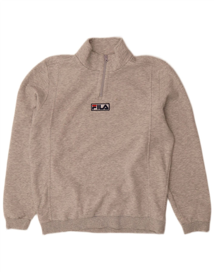 Fila Sweatshirt med lynlås til mænd, medium grå flækket bomuld