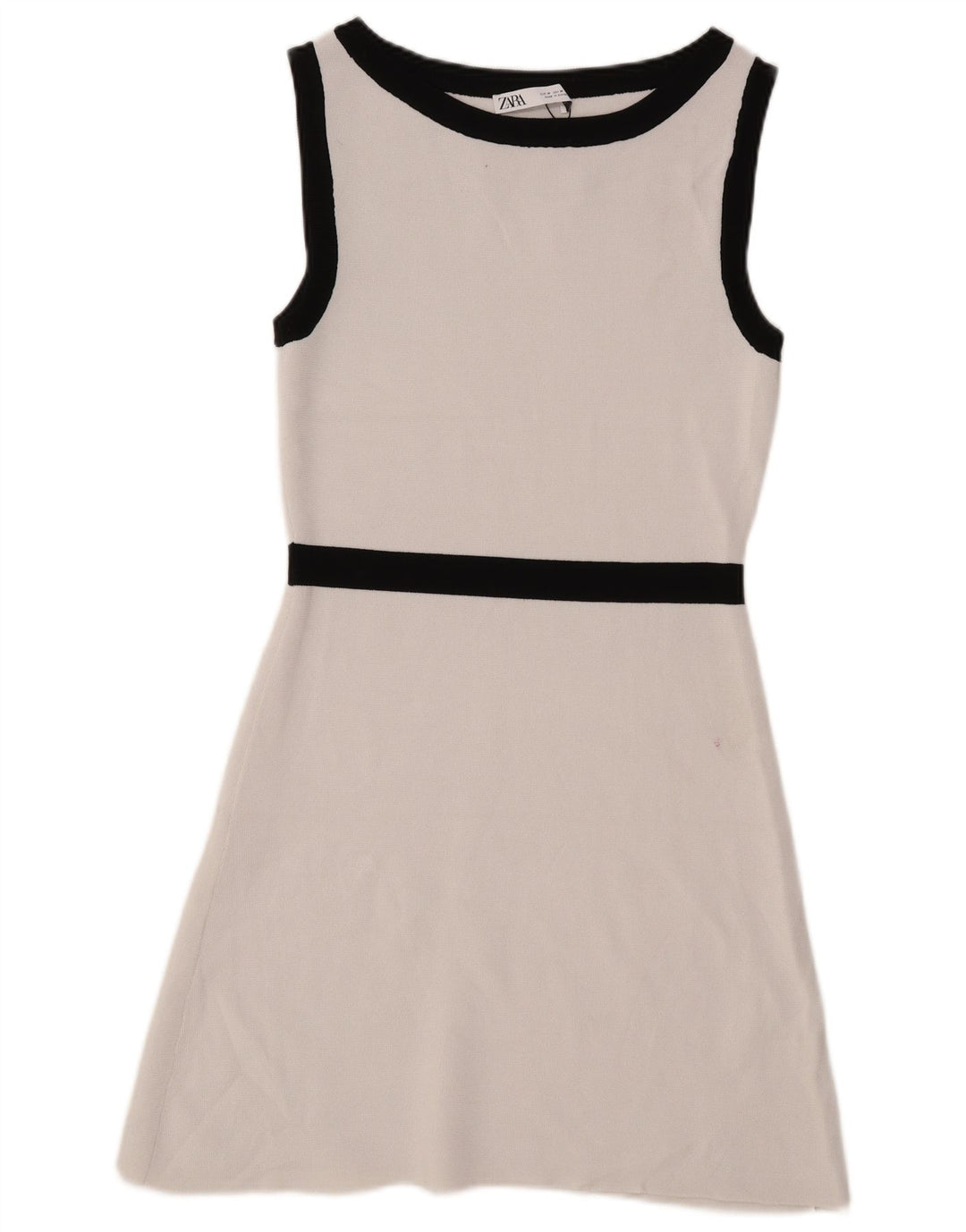 Zara Dame Ærmeløs A-Line Kjole UK 14 Medium White Viscose