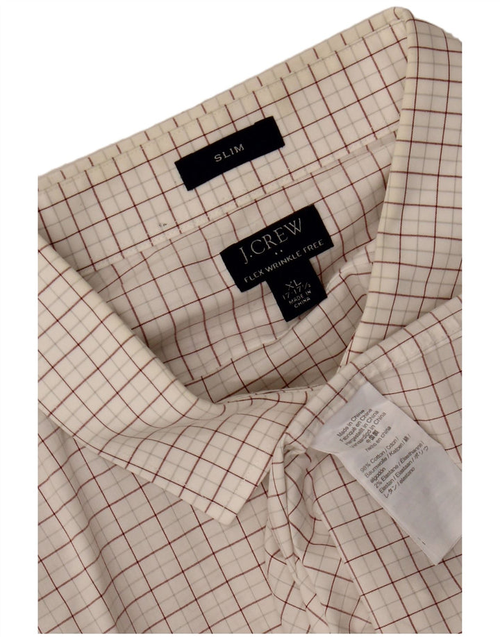 J. CREW Herre Slim Shirt Størrelse 17 1/2 XL Hvid ternet bomuld