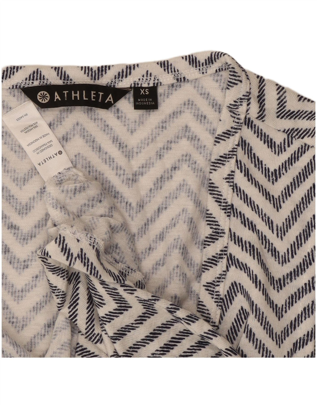 Athleta Dame ærmeløs bluse Top UK 6 XS Hvid Chevron Modal