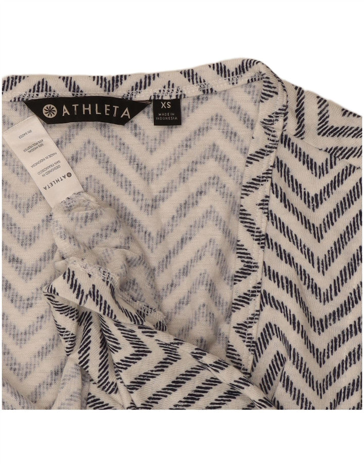 Athleta Dame ærmeløs bluse Top UK 6 XS Hvid Chevron Modal