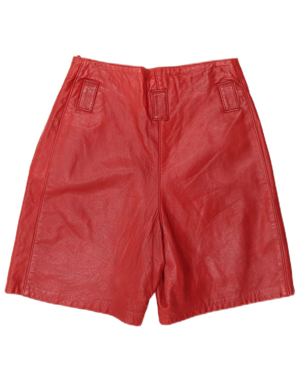Vintage kvinders højtaljede læder Casual Shorts IT 38 XS W26 rødt læder