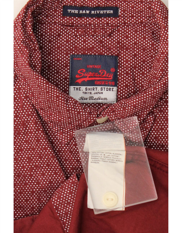 Superdry Herreskjorte Medium Burgundy plettet bomuld