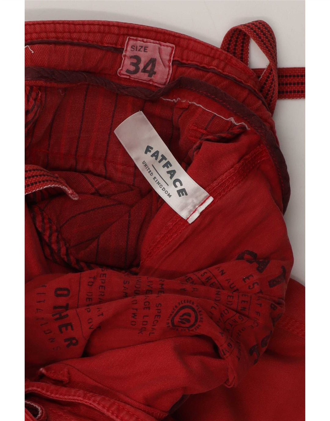 Fat Face Herre Chino Shorts Store W34 Rød Bomuld