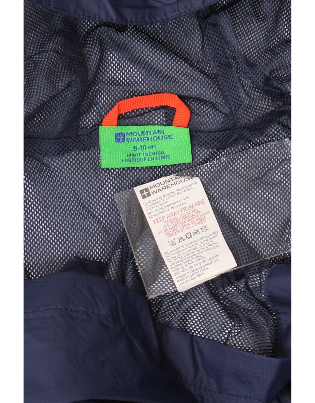 MOUNTAIN WAREHOUSE Regnjakke med hætte til drenge 9-10 år marineblå nylon