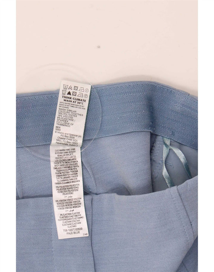Marks & Spencer Dame Cropped Trousers UK 16 Large W32 L24 Blue Polyester