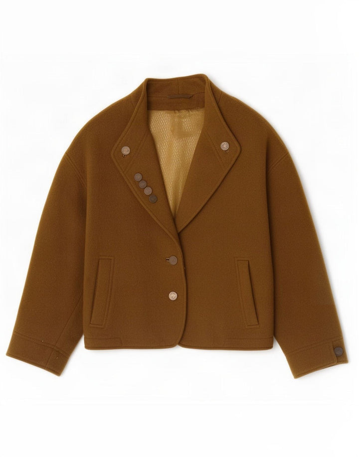 Vintage Dame Trachten 2 Button Blazer Jacket EU 42 Large Khaki Wool