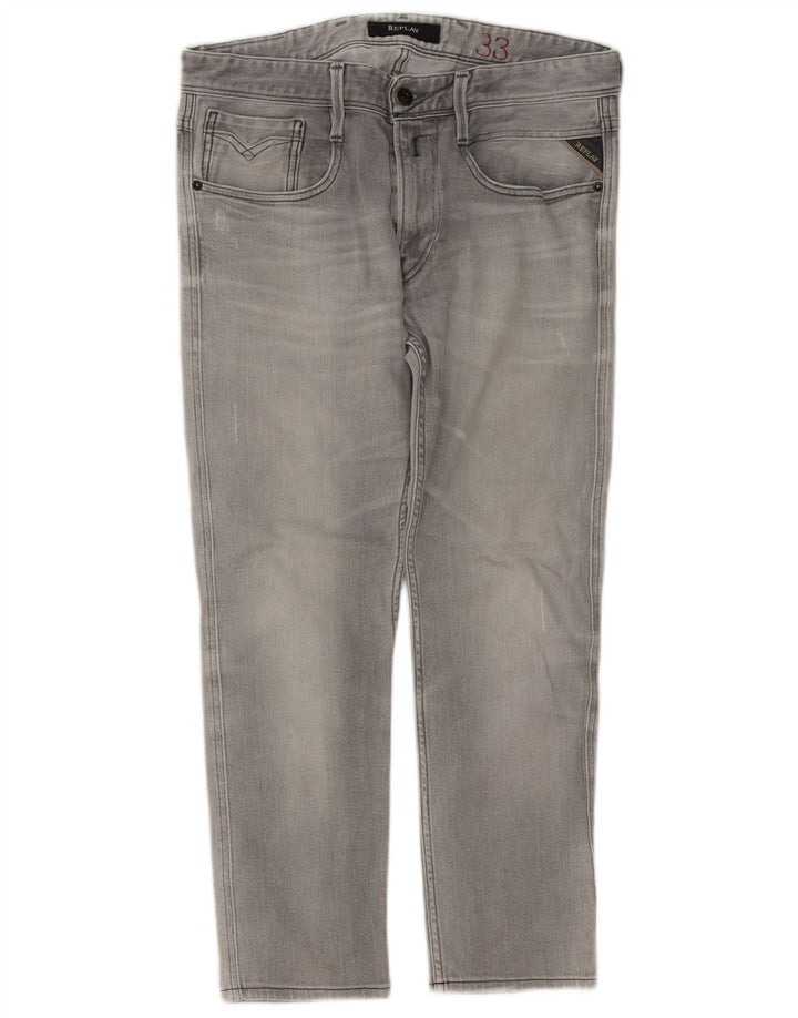 Replay Herre Distressed Slim Jeans W33 L27 Grå