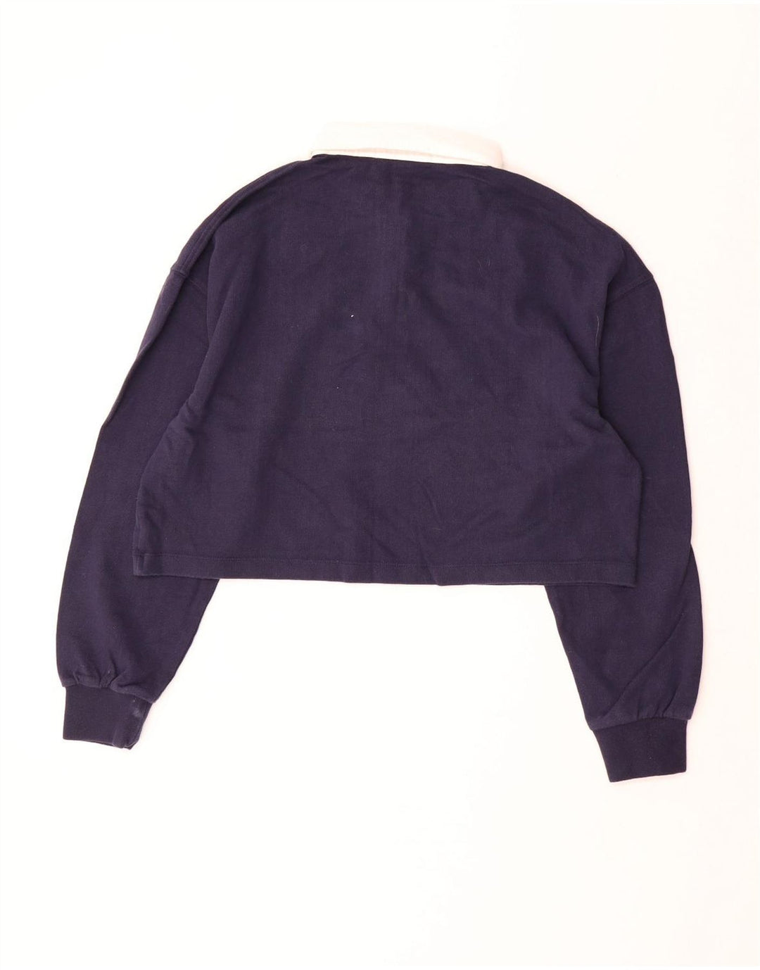 SUPERDRY Womens Oversized Crop Rugby Polo Shirt UK 12 Medium Navy Blue