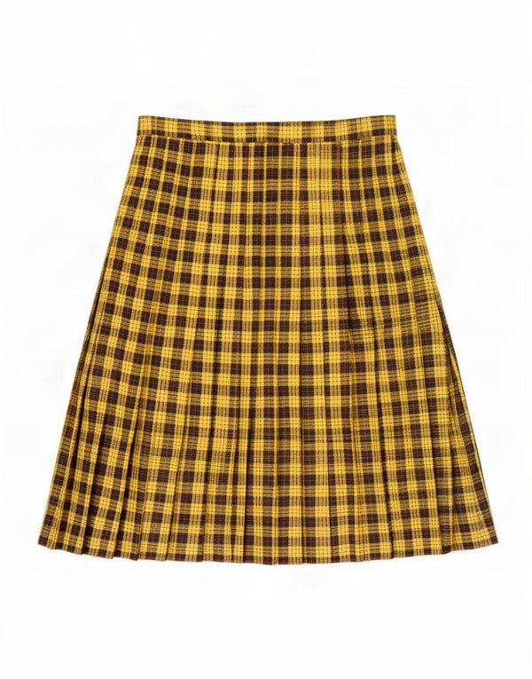 Libra Womens Knife Plisseret nederdel UK 16 Large W32 Yellow Plaid Polyester