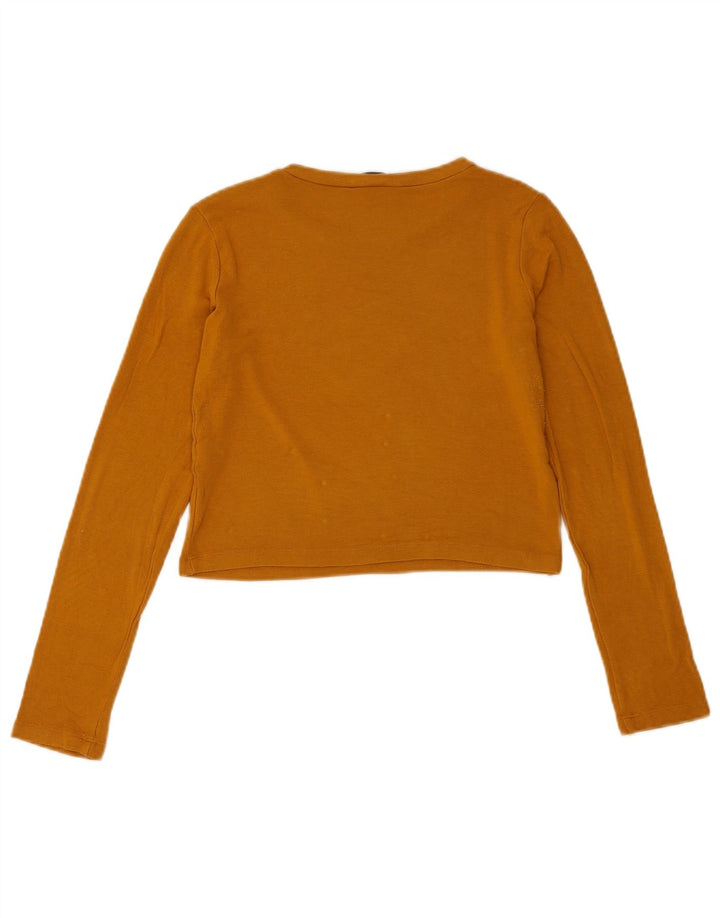 Zara Womens Crop Top Langærmet UK 12 Medium Brown Viscose