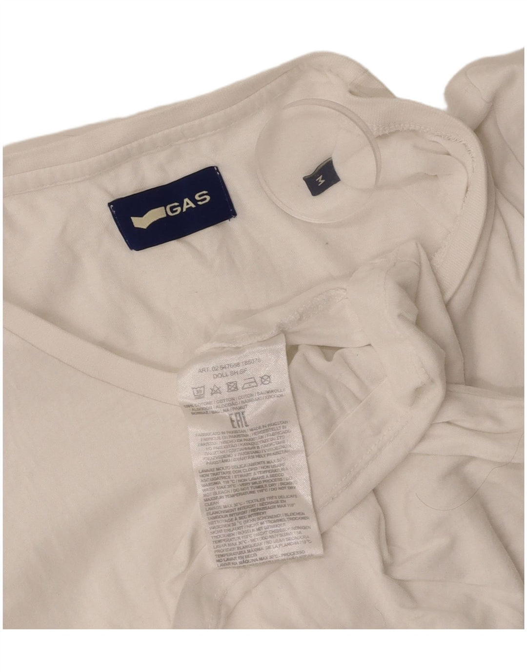 GAS Dame T-Shirt Top UK 12 Medium Hvid Bomuld