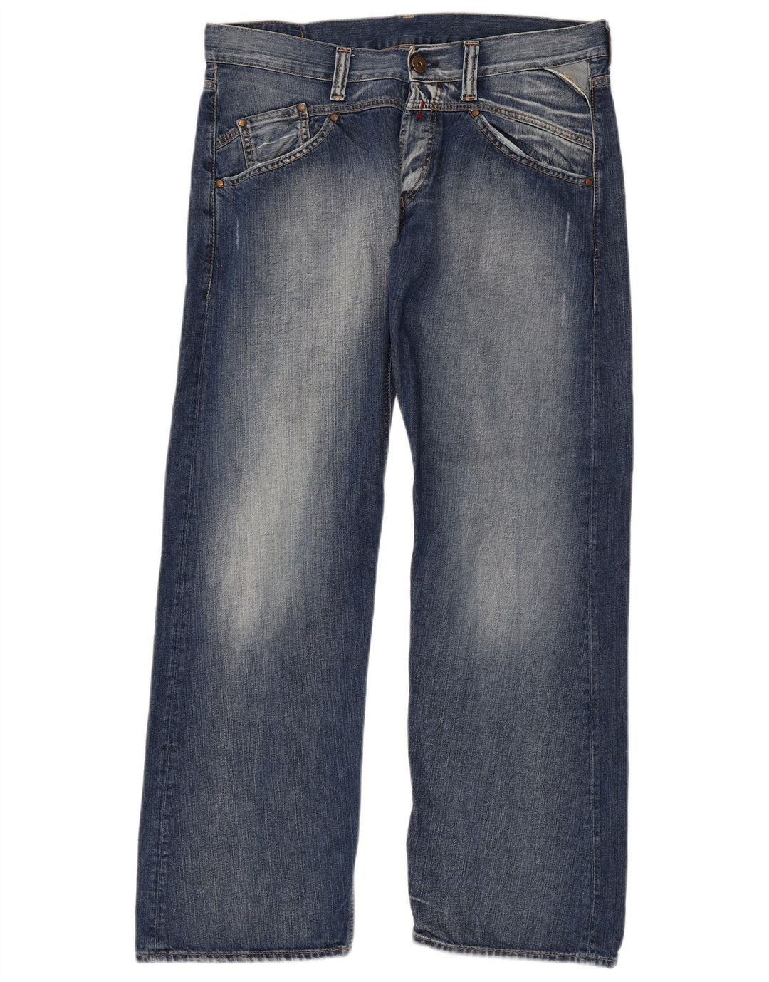 REPLAY Herre Straight Jeans W36 L34 Blå Bomuld