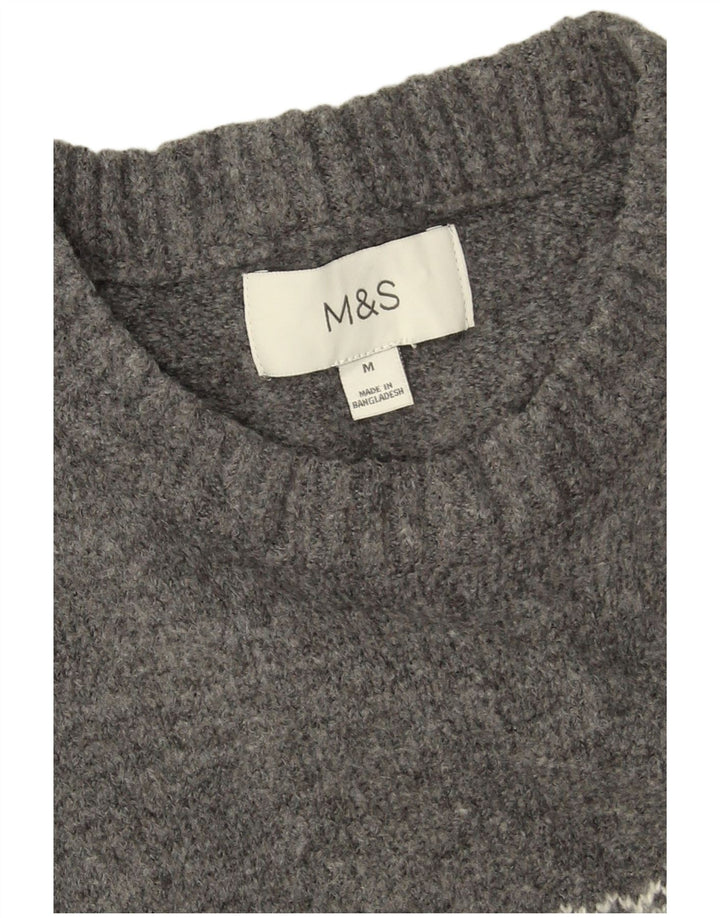 Marks & Spencer Herre sweater med rund hals, Medium Grey Fair Isle