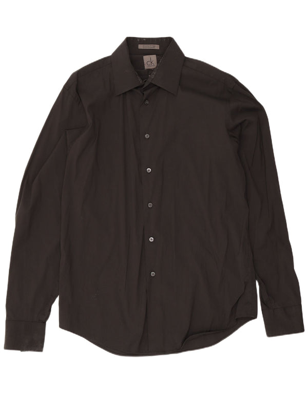 Calvin Klein Herre Slim Fit Skjorte Størrelse 40 15 3/4 Medium Sort Bomuld