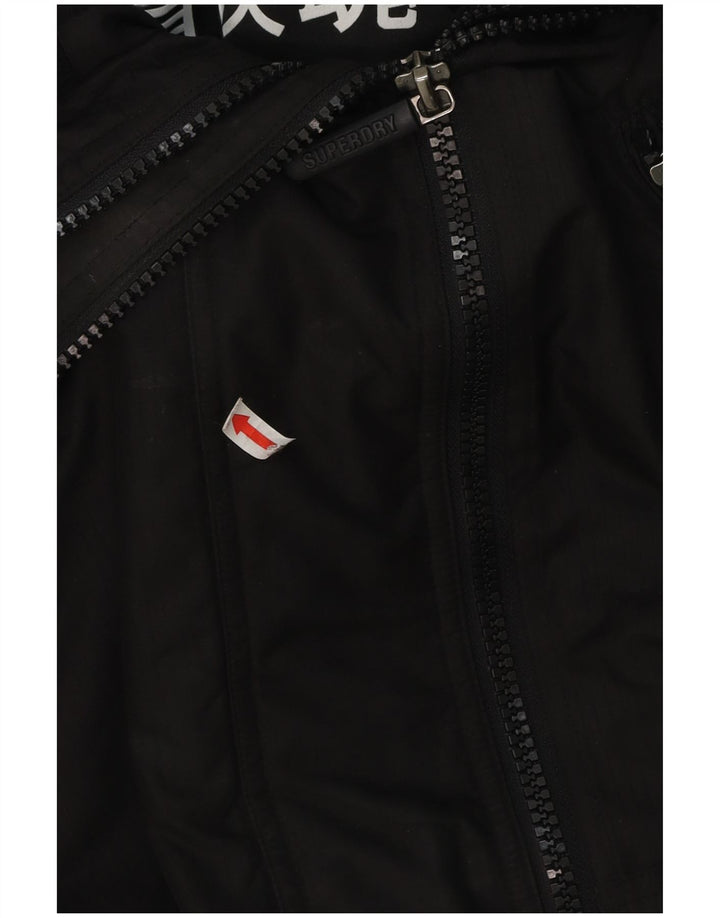Superdry Windbreaker-jakke med hætte til mænd UK 36 Lille sort polyester