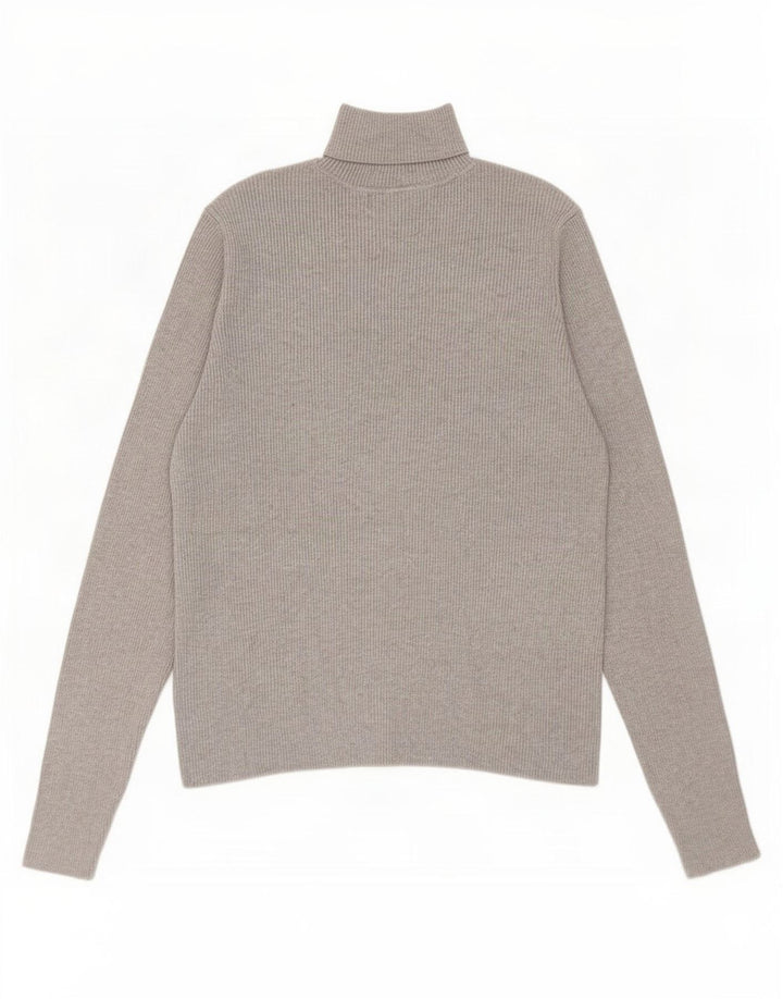 Marks & Spencer Dame Rullehals Sweater UK 14 Stor Grå Viscose