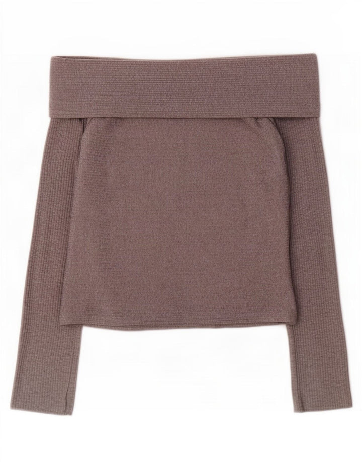 Zara Dame Trafaluc Off Shoulder Top UK 12 Medium Grå
