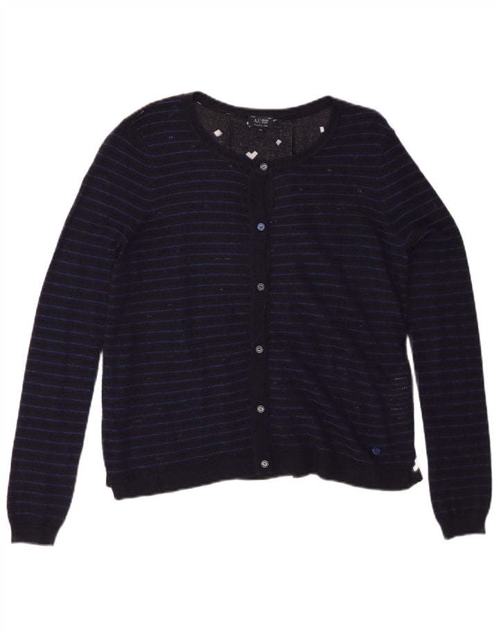 ARMANI JEANS Womens Loose Fit Cardigan Sweater EU 40 Medium Navy Blue
