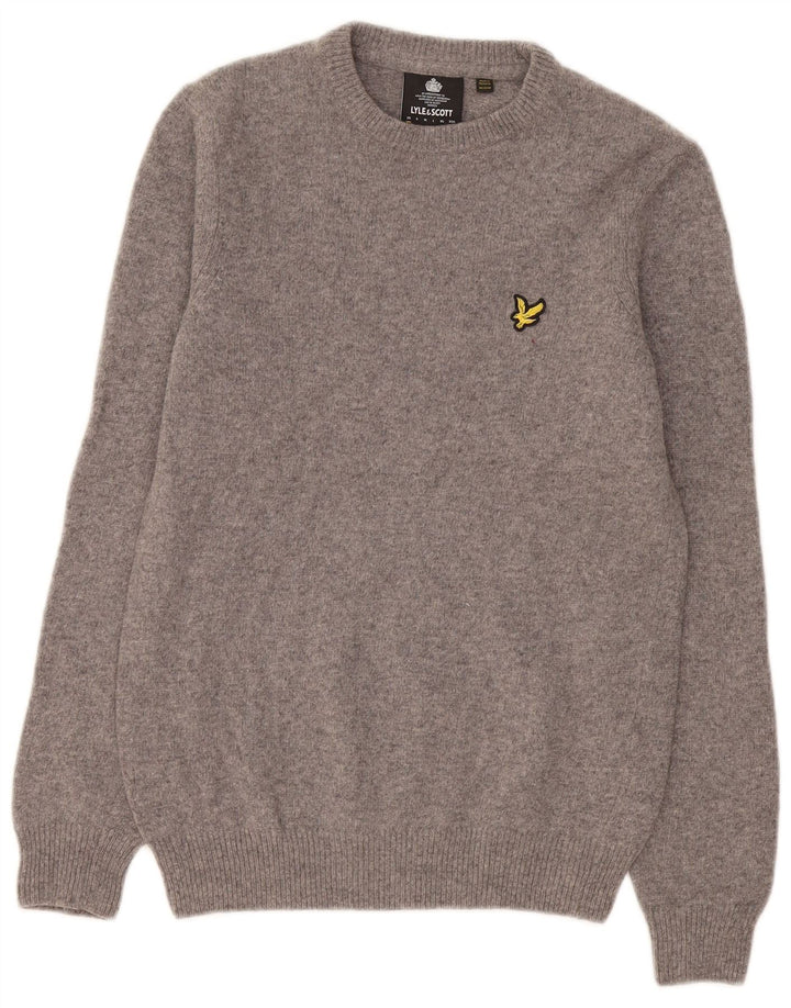 Lyle & Scott Herre sweater med rund hals XS grå uld