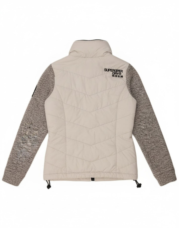 Superdry Polstret hættejakke til kvinder UK 8 Lille hvid farveblok