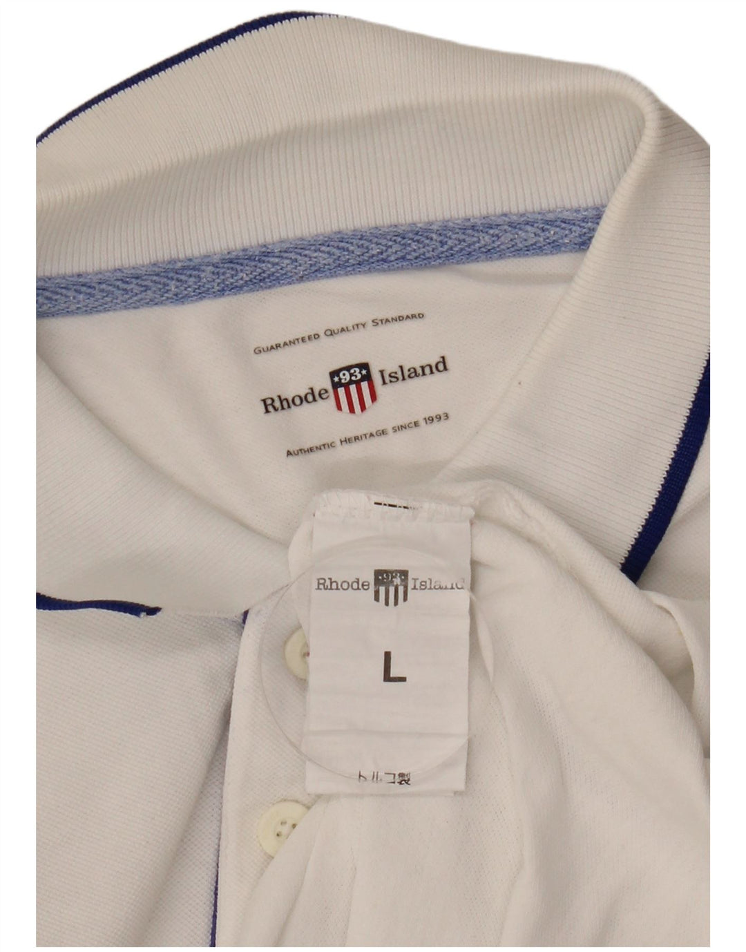 Rhode Island Herre grafisk poloshirt Stor hvid bomuld