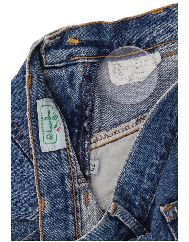 Benetton Kvinder Højtaljede tilspidsede Jeans IT 42 Medium W24 L26 Blå Bomuld
