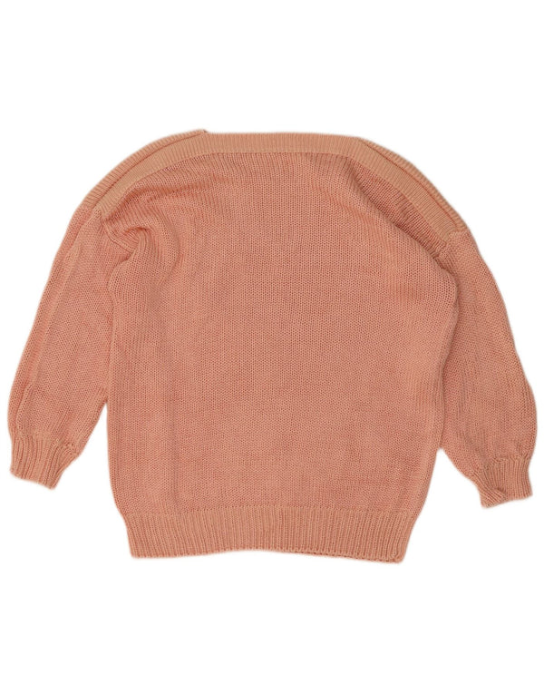 Vintage Dame Boat Neck Jumper Sweater UK 16 Large Pink