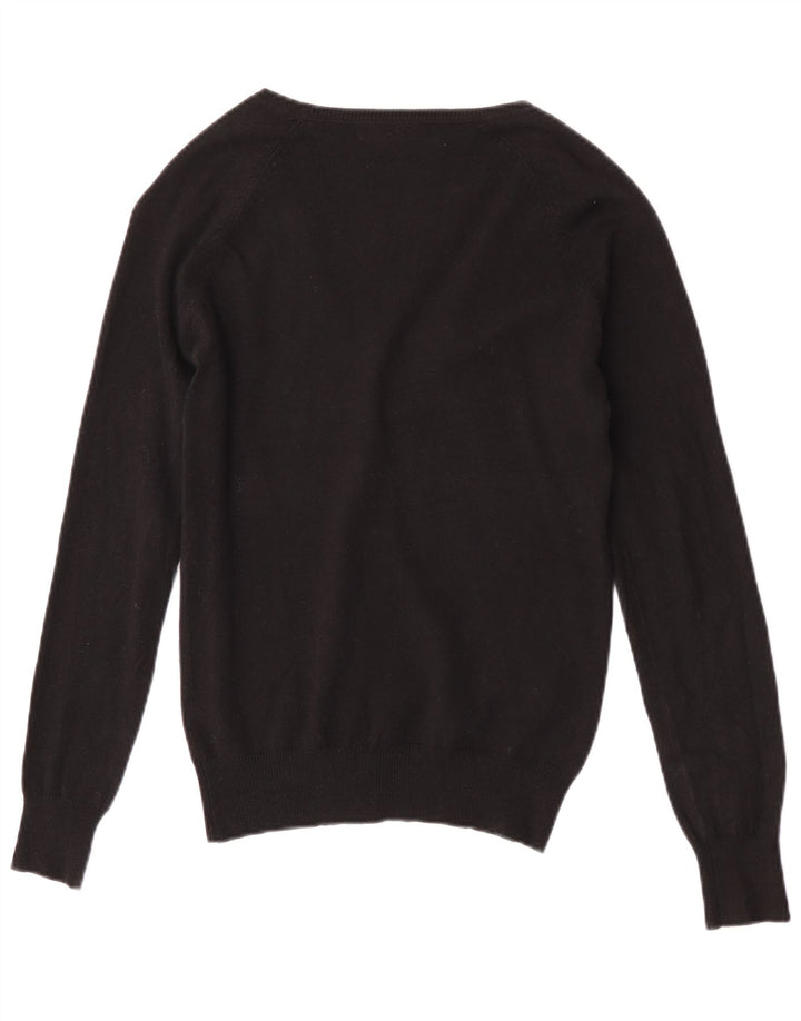 Zara Dame Cardigan Sweater UK 12 Medium Sort Bomuld