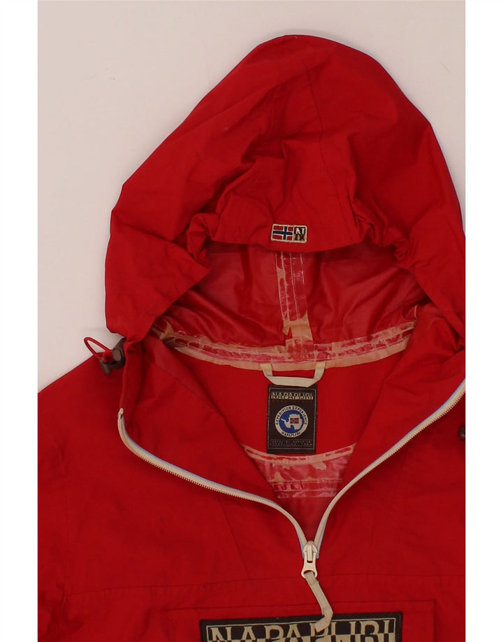 NAPAPIJRI Boys Hooded Anorak Jacket 11-12 Years Red Nylon Vintage Napapijri and Second-Hand Napapijri from Messina Hembry 