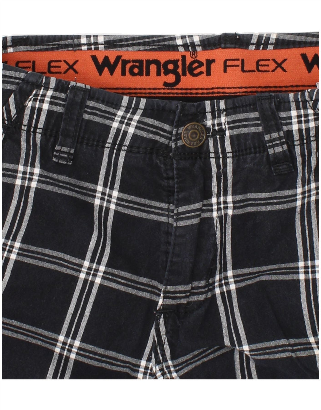 WRANGLER Boys Flex Cargo Shorts 9-10 Years W24  Navy Blue Check Cotton Vintage Wrangler and Second-Hand Wrangler from Messina Hembry 