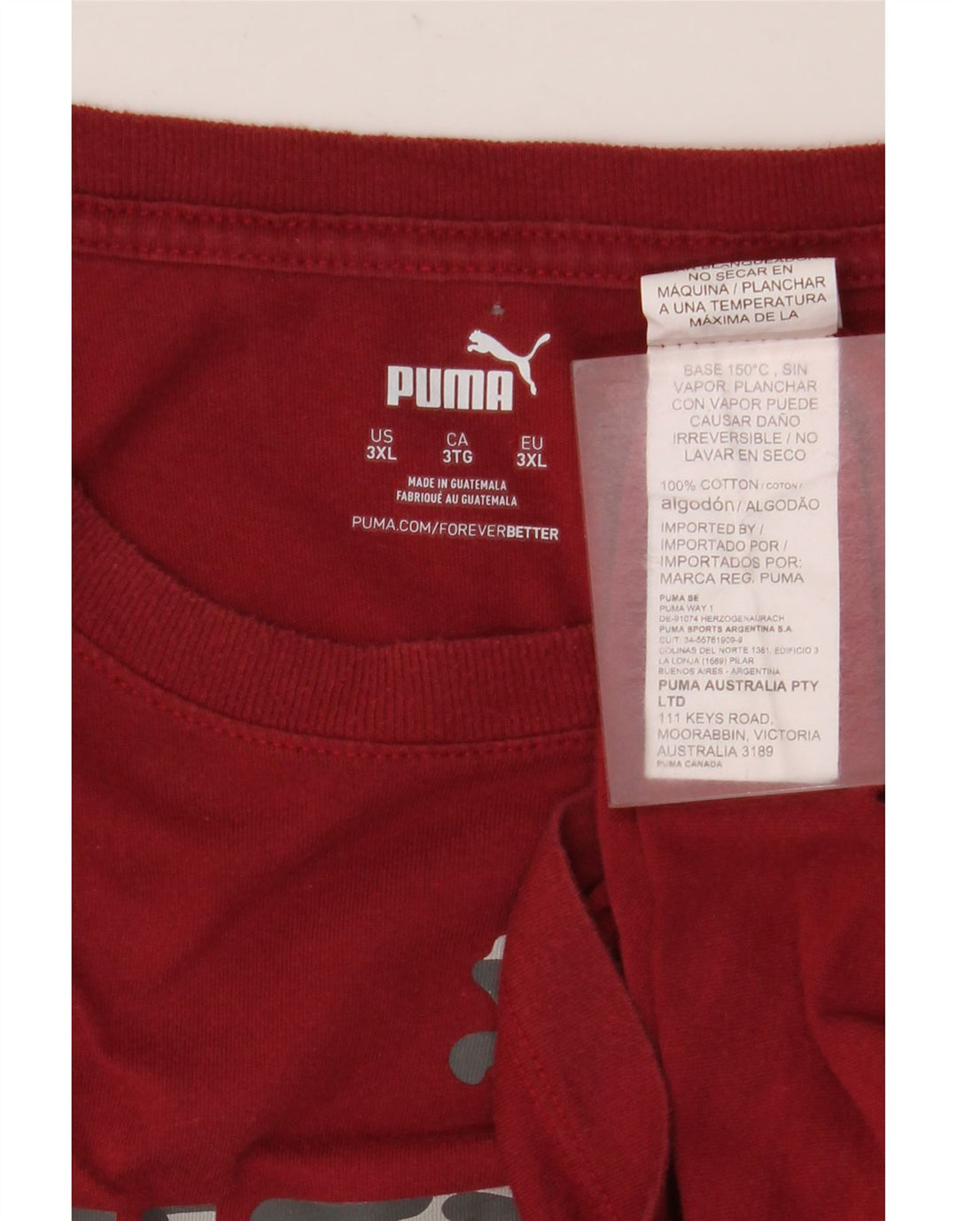 Puma Herre Grafisk T-Shirt Top 3XL Rød Bomuld
