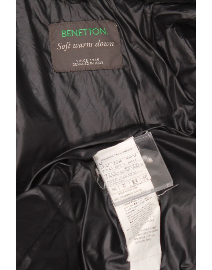 BENETTON Womens Hooded Padded Jacket UK 10 Small Black Polyamide Vintage Benetton and Second-Hand Benetton from Messina Hembry 