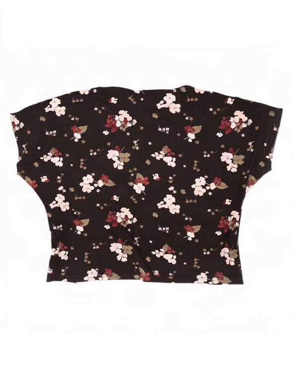Marks & Spencer Damebluse Top UK 20 2XL Sort Floral Viscose