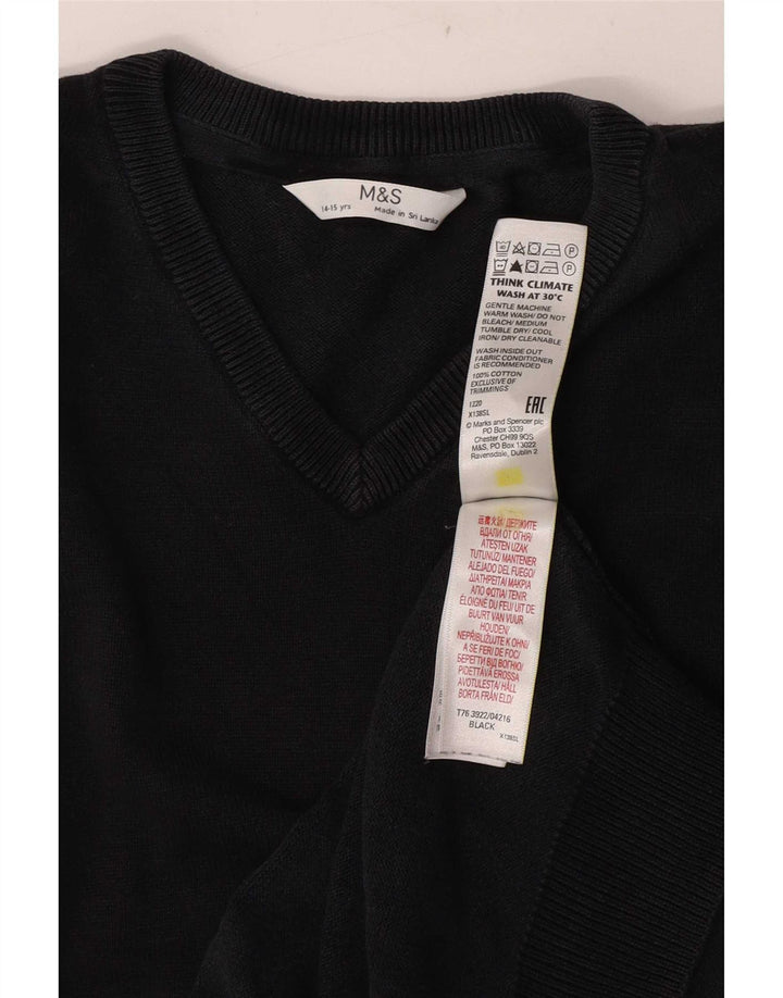 Marks & Spencer Boys Vest Tank Top 14-15 År Sort Bomuld