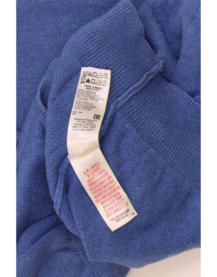 Marks & Spencer Herre V-hals sweater mellemblå bomuld