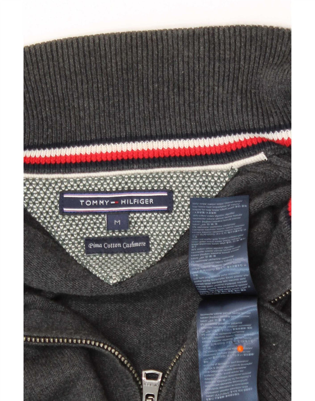 Tommy Hilfiger Herre cardigan sweater med fuld lynlås mellemgrå bomuld