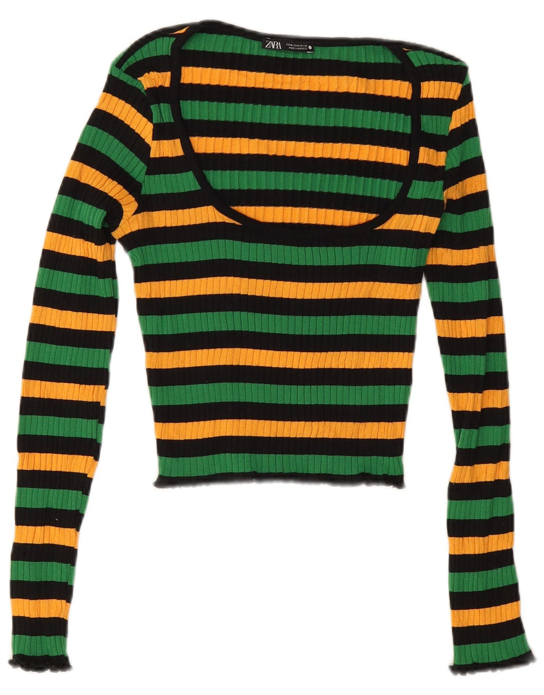 Zara Womens Crop Top UK 12 Medium Flerfarvet Stribet