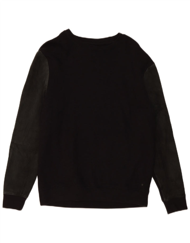 All Saints Herre Sweatshirt Jumper Medium Sort Colourblock Bomuld