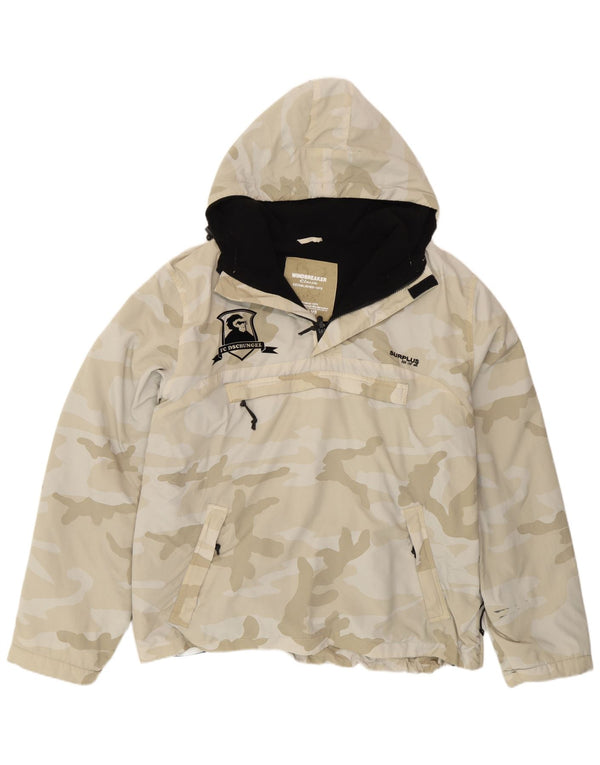 Overskud Herre Hooded Windbreaker Jacket UK 40 Stor Beige Camouflage