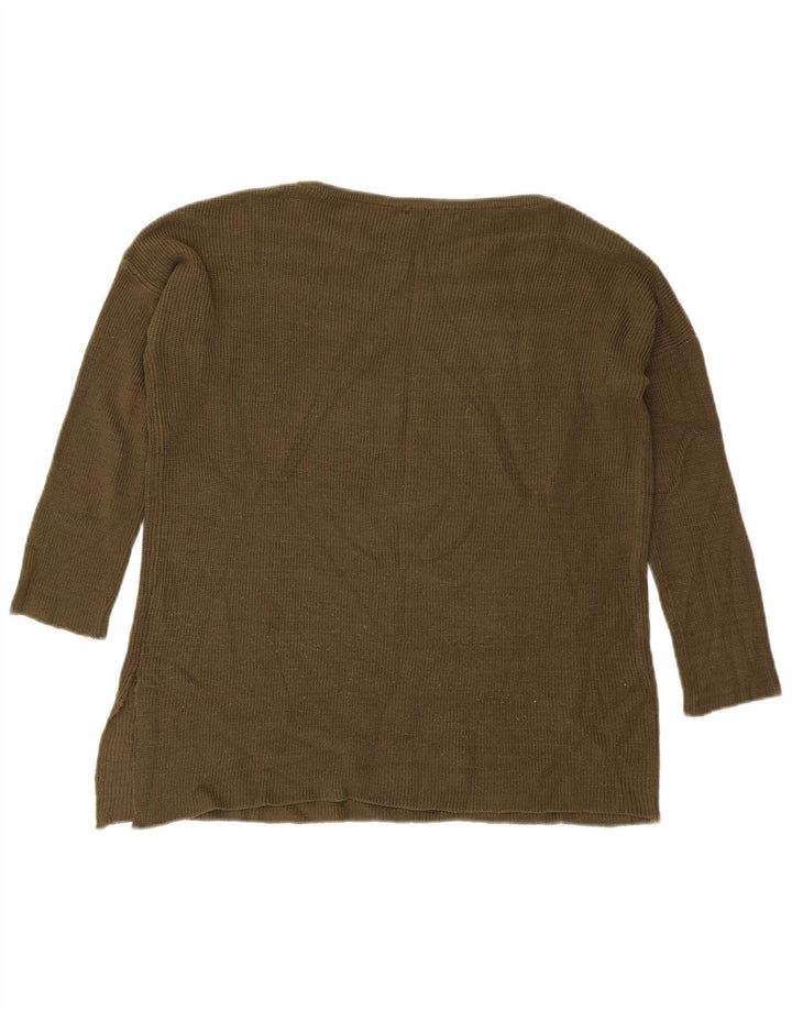 Zara Dame Boat Neck Jumper Sweater UK 14 Medium Khaki