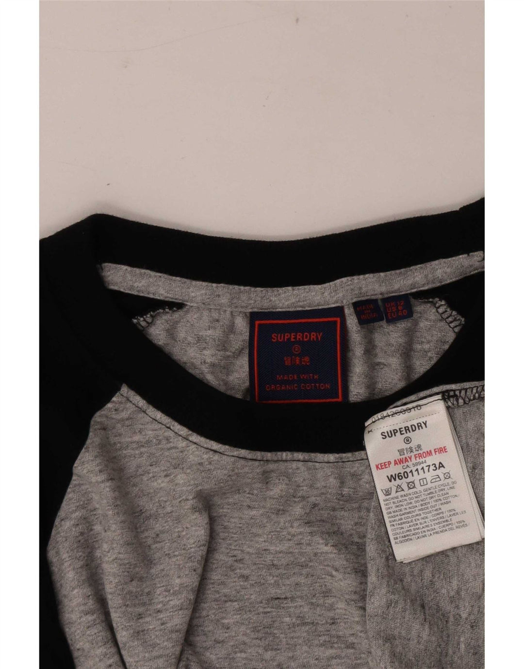 Superdry Dametop Langærmet UK 12 Mellemgrå Colourblock Bomuld