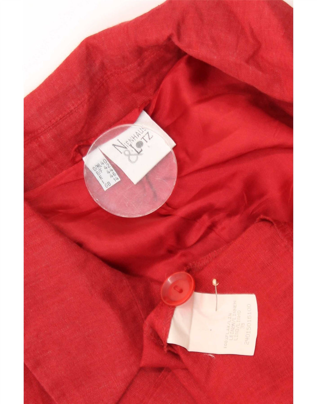 Nienhouse & Lotz Dame 3 Button Blazer Jacket UK 14 Large Red Linen