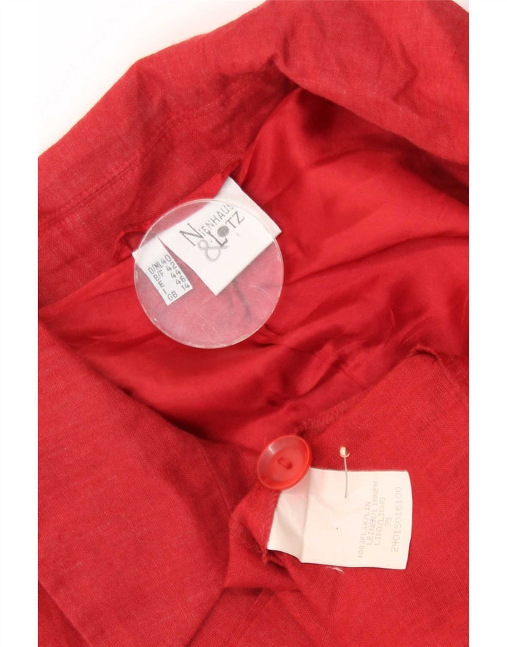 Nienhouse & Lotz Dame 3 Button Blazer Jacket UK 14 Large Red Linen