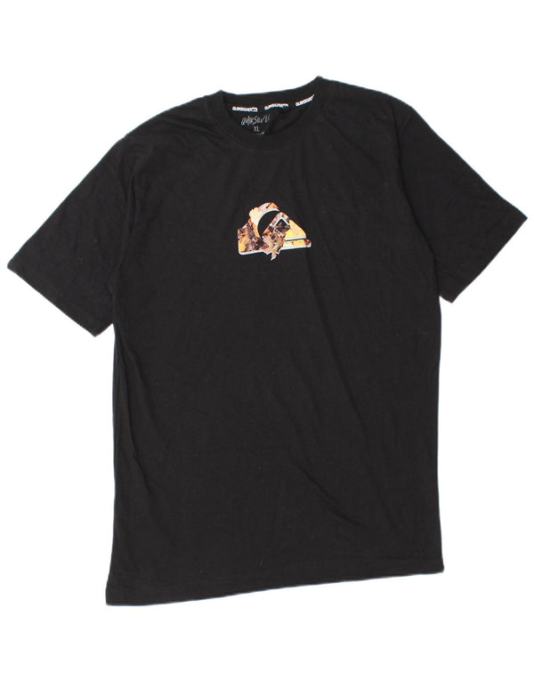 Quiksilver Boys Modern Fit Grafisk T-Shirt Top 15-16 år XL Sort Bomuld